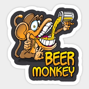 Beer Monkey Toon Sticker